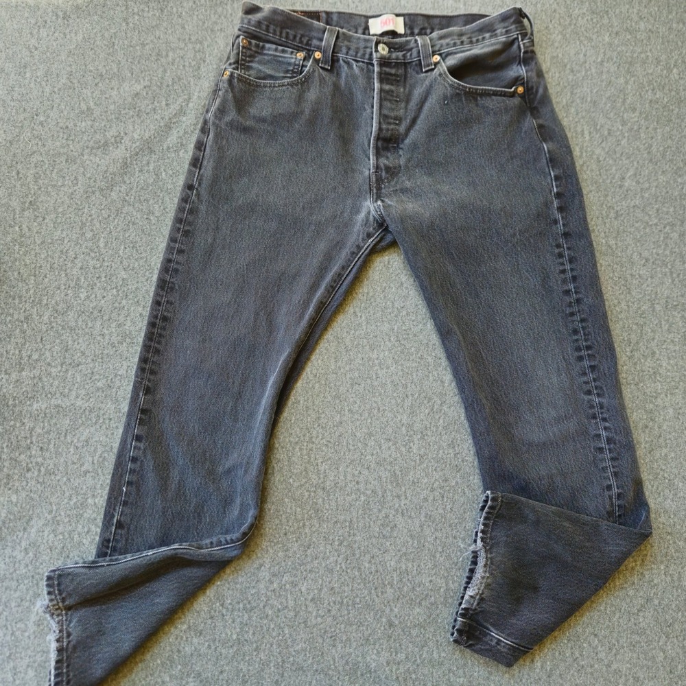 Levi's 501 Jeans Button Fly Y2K 00's Faded 34x30 act 32x29 Black Wash Made in MX